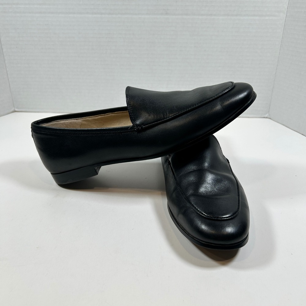 Sam Edelman Loafers Womens 6.5 Leon Black Leather Almond Toe Flats Slip On